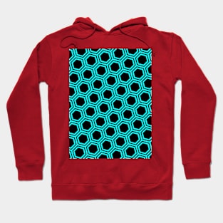 Pattern hexagon blue on black background Hoodie